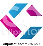 Poster, Art Print Of Blue And Magenta Square Letter C Icon Made Of Rectangles