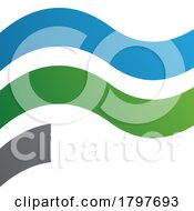 Poster, Art Print Of Blue And Green Wavy Flag Shaped Letter F Icon