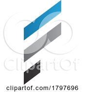 Blue And Grey Letter F Icon With Diagonal Stripes