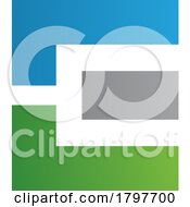 Blue Green And Grey Rectangular Letter E Icon