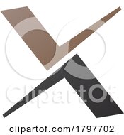 Poster, Art Print Of Brown And Black Tick Shaped Letter X Icon