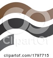 Poster, Art Print Of Brown And Black Wavy Flag Shaped Letter F Icon
