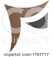 Poster, Art Print Of Brown And Black Wavy Paper Shaped Letter F Icon