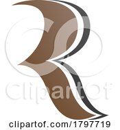 Poster, Art Print Of Brown And Black Wavy Shaped Letter R Icon