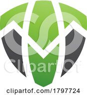 Poster, Art Print Of Green And Black Shield Shaped Letter T Icon