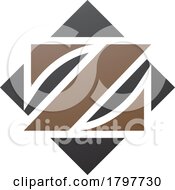 Brown And Black Square Diamond Shaped Letter Z Icon