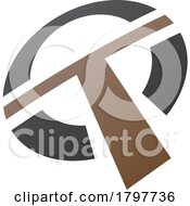 Brown And Black Round Shaped Letter T Icon