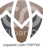 Poster, Art Print Of Brown And Black Shield Shaped Letter T Icon