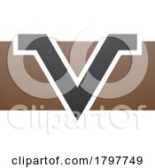 Brown And Black Rectangle Shaped Letter V Icon