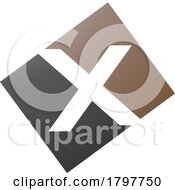 Brown And Black Rectangle Shaped Letter X Icon