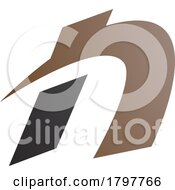 Poster, Art Print Of Brown And Black Spiky Italic Letter N Icon