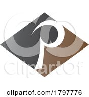 Brown And Black Horizontal Diamond Letter P Icon