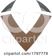 Poster, Art Print Of Brown And Black Horn Shaped Letter V Icon