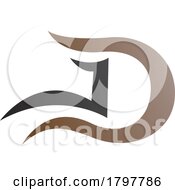 Brown And Black Letter D Icon With Wavy Curves