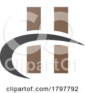 Poster, Art Print Of Brown And Black Letter H Icon With Vertical Rectangles And A Swoosh