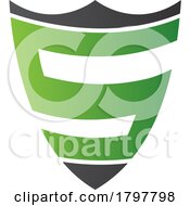 Poster, Art Print Of Green And Black Shield Shaped Letter S Icon