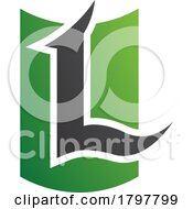 Poster, Art Print Of Green And Black Shield Shaped Letter L Icon