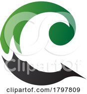 Green And Black Round Curly Letter C Icon