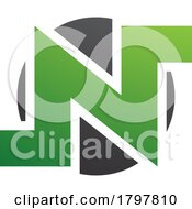 Poster, Art Print Of Green And Black Round Bold Letter N Icon