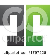 Green And Black Bold Split Shaped Letter T Icon