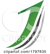 Poster, Art Print Of Green And Black Layered Letter J Icon