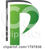 Poster, Art Print Of Green And Black Layered Letter P Icon