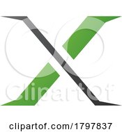 Poster, Art Print Of Green And Black Pointy Tipped Letter X Icon