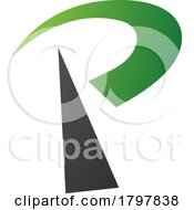 Poster, Art Print Of Green And Black Radio Tower Shaped Letter P Icon