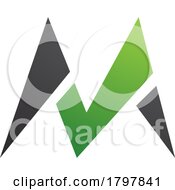 Green And Black Pointy Tipped Letter M Icon