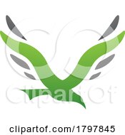 Green And Black Bird Shaped Letter V Icon