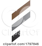 Poster, Art Print Of Brown And Grey Letter F Icon With Diagonal Stripes