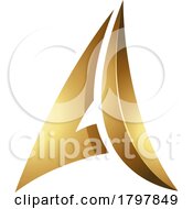 Poster, Art Print Of Golden Glossy Embossed Paper Plane Shaped Letter A Icon