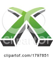 Poster, Art Print Of Green And Black 3d Shaped Letter X Icon