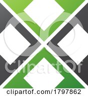 Green And Black Arrow Square Shaped Letter X Icon