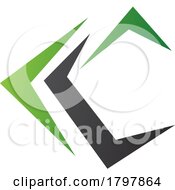Poster, Art Print Of Green And Black Letter C Icon With Pointy Tips