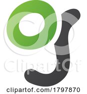 Poster, Art Print Of Green And Black Letter G Icon With Soft Round Lines