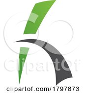 Poster, Art Print Of Green And Black Letter H Icon With Spiky Lines