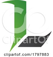 Poster, Art Print Of Green And Black Letter L Icon With Sharp Spikes