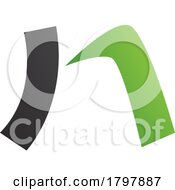 Poster, Art Print Of Green And Black Letter N Icon With A Curved Rectangle