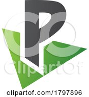 Poster, Art Print Of Green And Black Letter P Icon With A Triangle