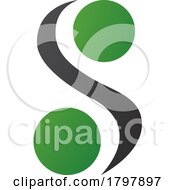Poster, Art Print Of Green And Black Letter S Icon With Spheres