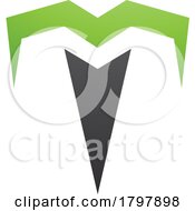 Green And Black Letter T Icon With Pointy Tips