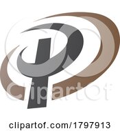 Brown And Black Oval Shaped Letter P Icon
