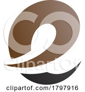 Poster, Art Print Of Brown And Black Lowercase Letter E Icon With Soft Spiky Curves