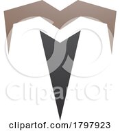 Brown And Black Letter T Icon With Pointy Tips