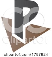 Brown And Black Letter P Icon With A Triangle