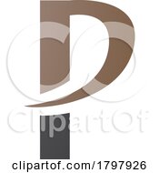 Poster, Art Print Of Brown And Black Letter P Icon With A Pointy Tip