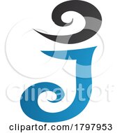 Poster, Art Print Of Blue And Black Swirl Shaped Letter J Icon