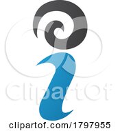Poster, Art Print Of Blue And Black Swirly Letter I Icon