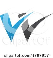 Blue And Black Tick Shaped Letter W Icon